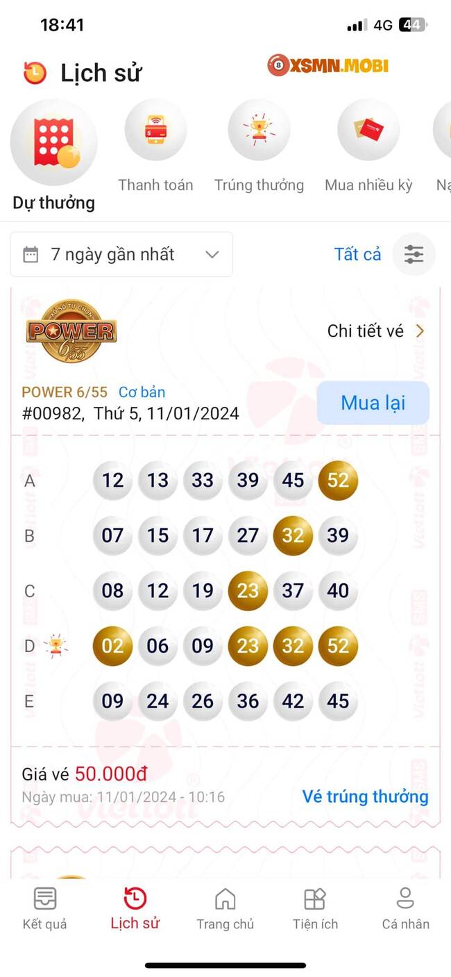 Vé trúng thưởng Vietlott Vé trúng thưởng Vietlott