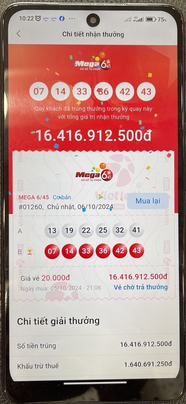 Màn hình trúng thưởng của anh Q Màn hình trúng thưởng của anh Q